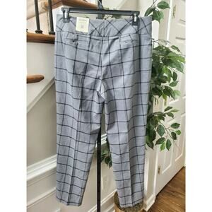 Cato Women's Plaid Gray Polyester Mid Rise Natural Waist Slim Leg Dress Pant 16